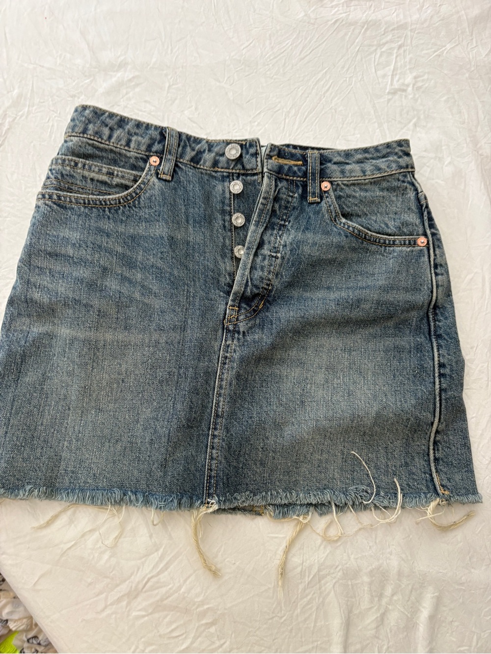 We the Free Denim Button-Front Mini Skirt Size 25